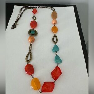 18" Lane Bryant multicolored chunky boho beaded necklace with Earth tones